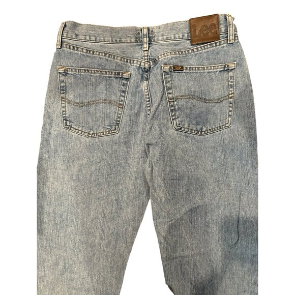 Lee Jeans Men's 32x30 Blue Medium Wash Cotton Relaxed Fit Distressed Hem - Picture 3 of 7